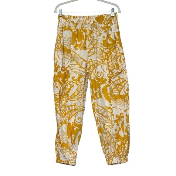 REVOLVE Haute Hippie Yellow Floral Linen Baggie Pants | Size M - Picture 1 of 10